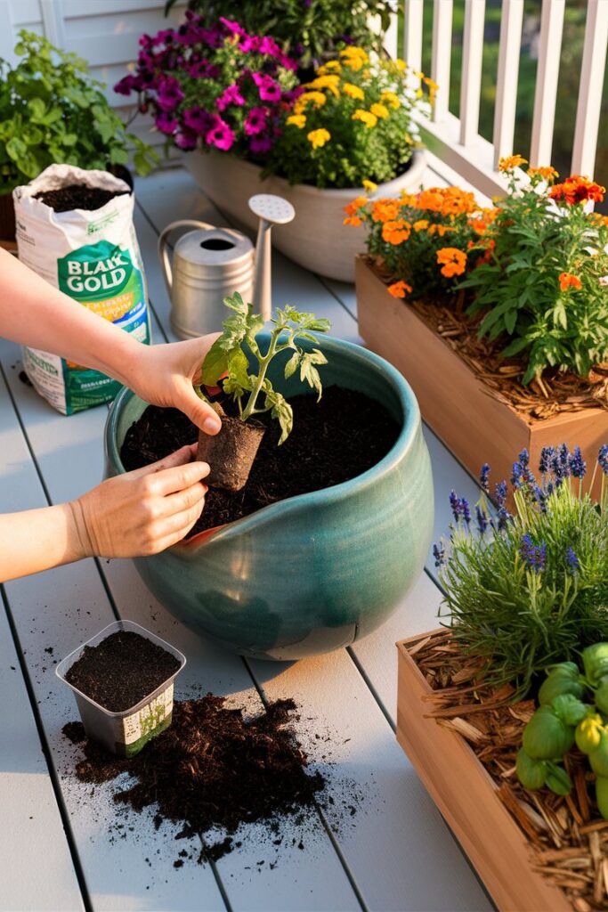 Planting in balcony garden